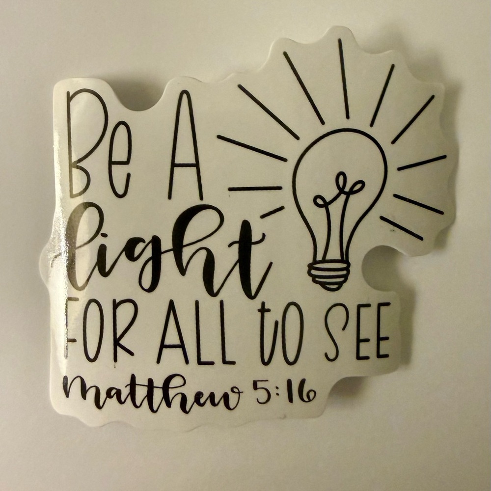 ⚪️ Matthew 5:16 “Be A Light For All To See” Bible Verse Biblical Vinyl Sticker